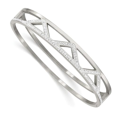 Chisel Preciosa Crystal Hinged Bangle in Stainless Steel, 10mm