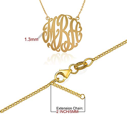 JOELLE Monogram Necklace Sterling Silver Custom Any Initial Name Necklace for Women - color: 18K Gold Plated Silver