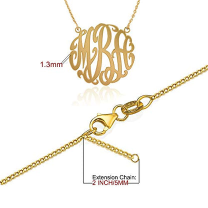 JOELLE Monogram Necklace Sterling Silver Custom Any Initial Name Necklace for Women - color: 18K Gold Plated Silver