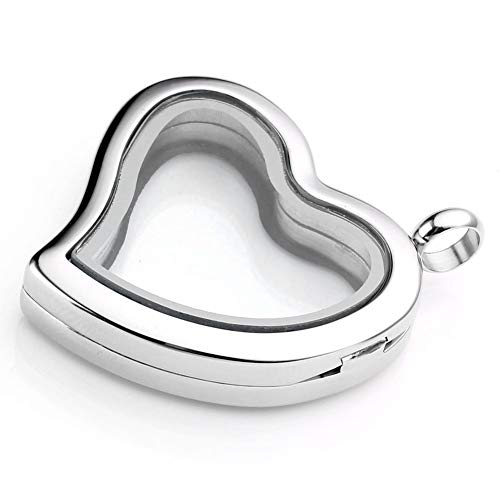 Jovivi Teardrop/Heart Floating Charm Memory Locket Necklace - 316 Surgical Stainless Steel Buckle Closure - color: Twist Heart