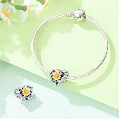 Pandach 925 Sterling Silver Charms Beads for Bracelets and Necklaces Butterfly and Headphones Pendants Clover Charms Jewelry Gift for Women - style: Sunflower Beads
