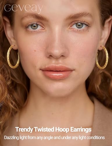 3MM Wide Silver Hoop Earrings for Women Hypoallergenic 925 Sterling Silver Post Hoop Earrings Lightweight Large Big Twisted Silver Hoop Earrings for Everyday Wear 30MM/40MM/50MM - color: 40MM Gold