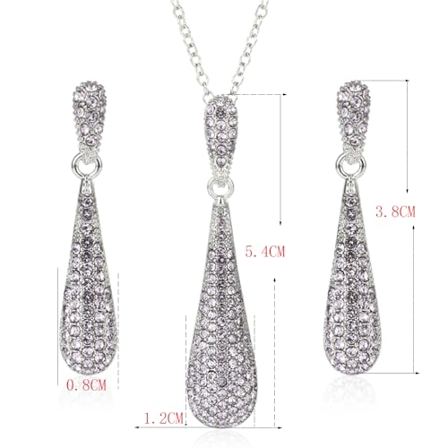 YINLI Full Crystal Rhinestone Gem Tear Drop Pendant Necklace Earrings Jewelry Sets - style: Style12