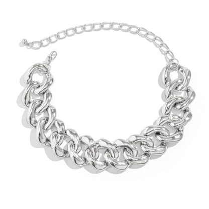 Chunky Gold Chain Necklace for Women Big Chunky Choker Necklace Gold Cuban Link Chain Necklaces Punk Hip-Hop Necklaces Costume Jewelry Gift - color: Silver03