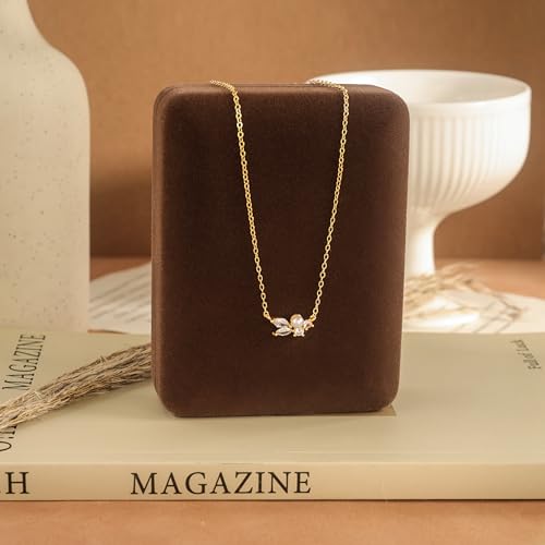 Pearl Necklaces for Women,Dainty Gold Pendant Necklaces Waterproof Jewelry | 14K Gold Plated Pearl Necklaces,Dainty Elegant Wedding Necklace,Small Cute Adjustable Minimalist Necklace,Non Tarnish Jewelry - color: GOLD-14