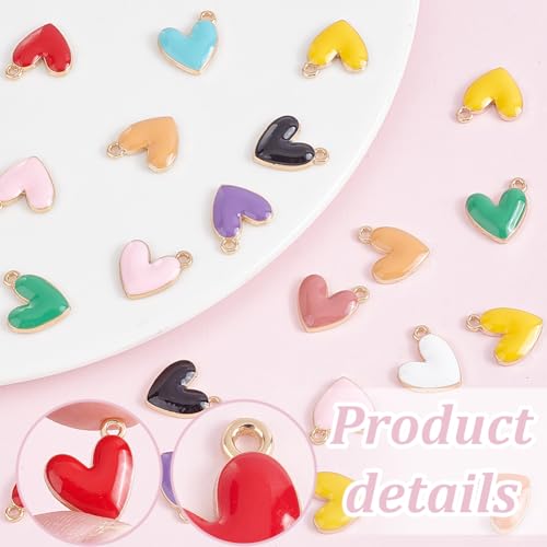 PH PandaHall Heart Pendart Charms - color: 11 Colors, size: 16x15x3mm