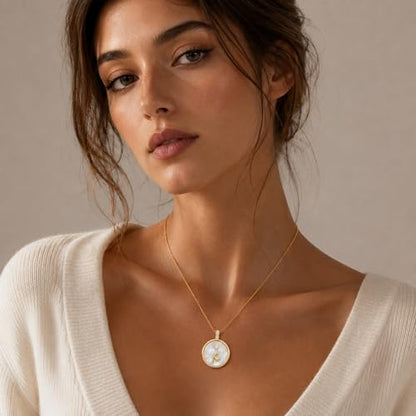 Initial Necklaces for Women Mother of Pearl Gold Letter Necklace Pendant - color: Letter K