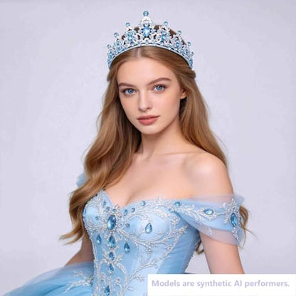 Kamirola - Queen Crown and Tiaras Princess Crown for Women Crystal Headbands for Bridal, Princess for Wedding and Party - color: SKYBLUE & SILVER