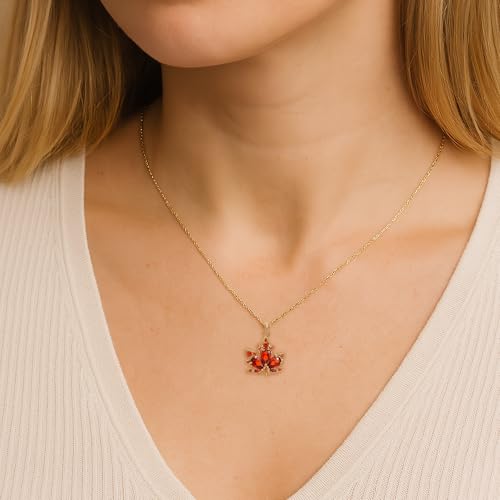 Jean Beau Dainty Pendant Necklaces for Women, Cute Chain Necklace Jewelry Gift - color: Maple