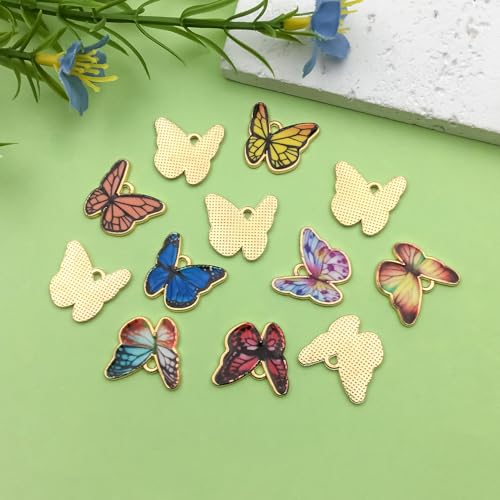 Sailanzi 24pcs Alloy enamel butterfly set Pendant Jewelry Making DIY Keychain Earrings Pendant Various Design Charms for Jewelry Making Bracelets Necklace (SN794) - color: SN794