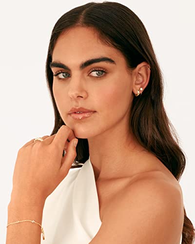 PAVOI 14K Gold 925 Sterling Silver Huggie Half Hoop Earrings for Women | Tiny Boho Colored Cartilage Earring | Blue, Green, Amethyst, Garnet, Black CZ, Turquoise, Opal, Pearl - style: Pearl