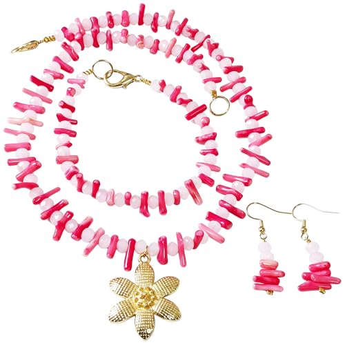 Nigerian Wedding African Beads Jewelry Set Women Simulated Pearl Necklace and Earrings - color: Coral Pink