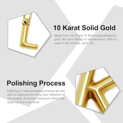 Gold Puffed Initial Letter Charm - 10 Karat Gold - 3D Bubble Letter Pendant - style: Letter l