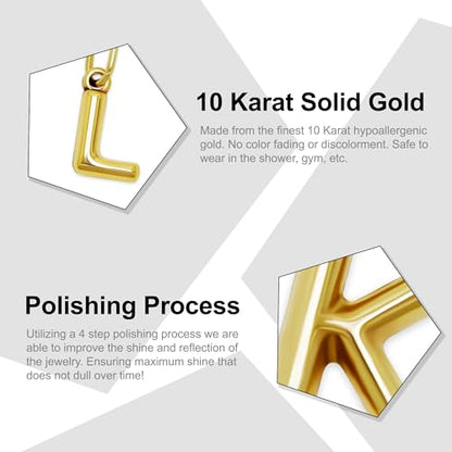 Gold Puffed Initial Letter Charm - 10 Karat Gold - 3D Bubble Letter Pendant - style: Letter l