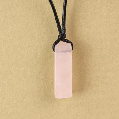 FANASY Natural Gemstone Pendant Necklace for Men Healing Crystal Pendant Adjustable Black Rope Necklace Jewelry Gifts for Women Men - color: Rose Quartz
