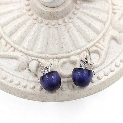Uloveido Apple Necklace and Earrings Set for Women Cute Apple Jewelry Set for Teacher Mom YL007 - color: Purple