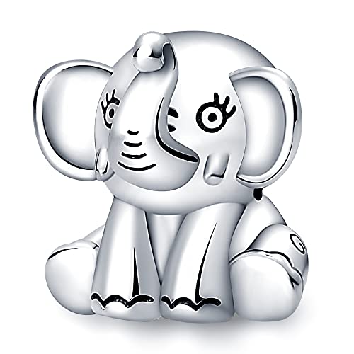 LIGHTDOG 925 Sterling Silver Charms for Bracelets Necklaces Dangle Pendants Beads Charms Fits Pandora Charms Bracelets Jewelry Holidays Gift for Women - style: Long Nose Elephant Charm