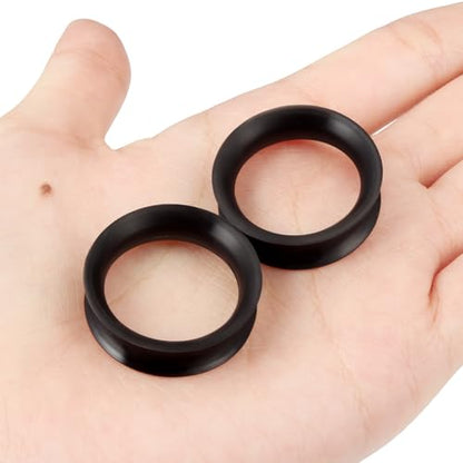 10G-50mm Thin Black Silicone Ear Gauges Tunnels Rubber Ear Plugs Gauges Double Flared Flexible Tunnel Earrings for Women Men - color: 25mm = 1 inch