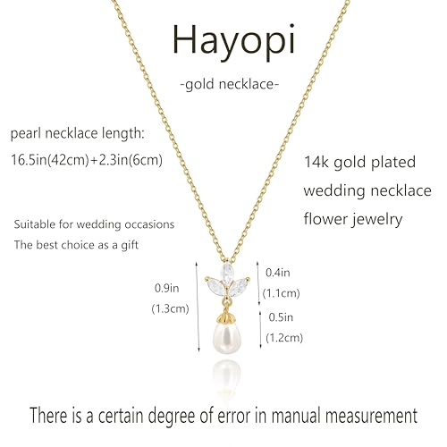 Pearl Necklaces for Women Trendy,14k Gold Plated Pearl Pendant Necklace Dainty Wedding Necklace Small Cute Gold Choker Necklace for Women Non Tarnish Gold Prom Jewelry Fashion Bridesmaids Gifts - color: gold flower
