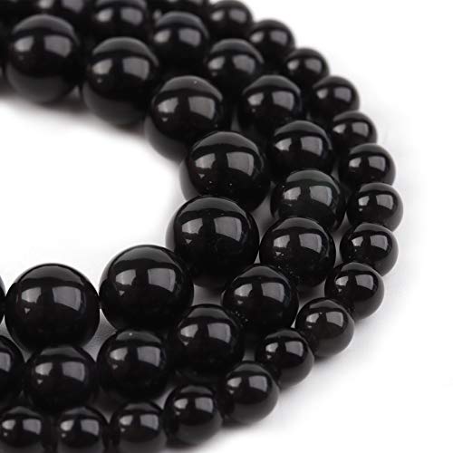 Natural Stone Beads 8mm Black Polished Round Smooth Agates Gemstone Beads for Jewelry Making 15 Inch(Black Onyx,8mm) - color: Black Onyx, size: 8mm