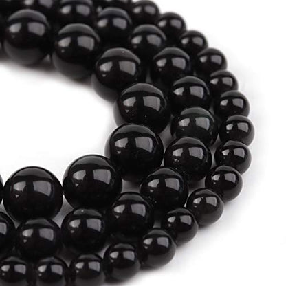 Natural Stone Beads 8mm Black Polished Round Smooth Agates Gemstone Beads for Jewelry Making 15 Inch(Black Onyx,8mm) - color: Black Onyx, size: 8mm