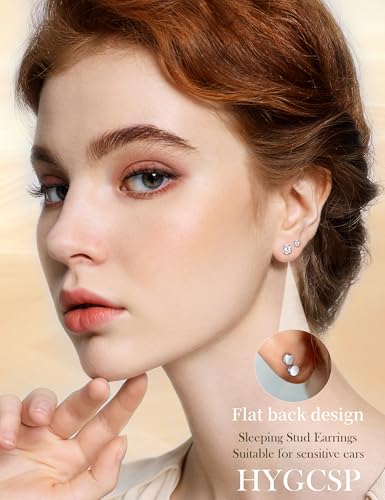 20G G23 Implant Grade Titanium Flat Back Stud Earrings for Women Men, Gold/White Gold Plated Tragus Labret Cartilage Helix F136 Piercing Jewelry for Sensitive Ears, with 4-6mm Cubic Zirconia - color: 2Pairs-20G-Silver-white-Stud Earring Sets