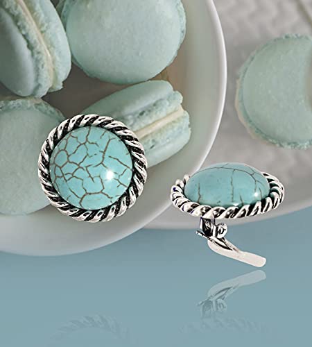 Spinningdaisy Clip On Earrings for Women | Non Pierced Earrings for Wedding - color: Turquoise Round