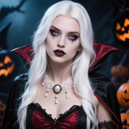Vampire Choker Necklace for Women Gothic Lace Choker Necklace Y2K Goth Red Black Zirconia Pendant Necklaces Halloween Dark Bridal Vampire Costume Jewelry Accessories - style: Style-F