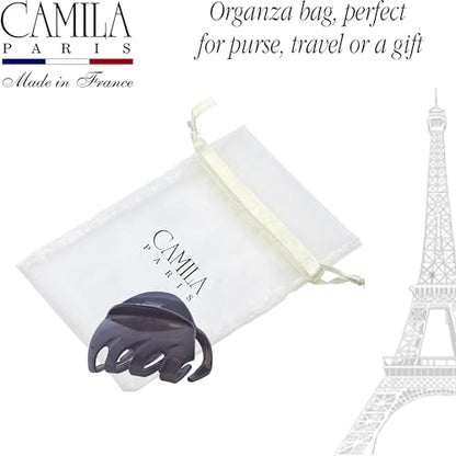 Camila Paris CP3629 French Octopus Hair Clip, 2.5" Small Claw Clips for Thick Hair, Girl Octopus Claw Clip for Women, Strong No-Slip Grip, Wide Jaw Clips for Women, Made in France - color: Grey 2.5"