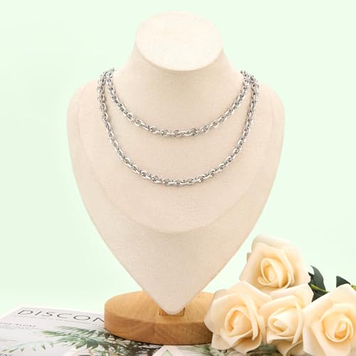 UMAOKANG Stainless Steel Jewelry Making Chain Roll Chunky Cable Chains | 5 Meters Silver Permanent Jewelry Chain Men and Women Necklace DIY Chain with Jump Rings and Lobster Clasps - color: 1.6 Silver Cable