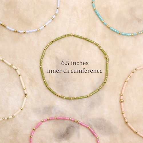 Gold Seed Beaded Bracelets Set for Women, Boho Handmade Friendship Stretch Summer Beach Jewelry Gift. - color: 2001F