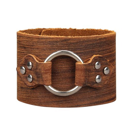GelConnie Punk Leather Cuff Bracelet Adjustable Straps Wrap Bracelets Arm Armor Cuff Gothic Leather Wristbands for Men, Women - color: MLPB105-Brown