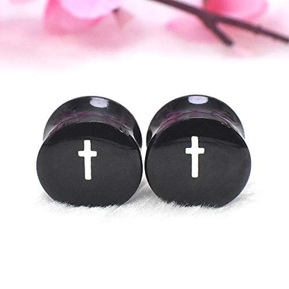 2Pairs Transparent Cross Acrylic Ear Gauges Plugs Double Flared Ear Expander Stretching Kit Ear Piercing Jewelry Size 2g(6mm) to 1''(25mm)