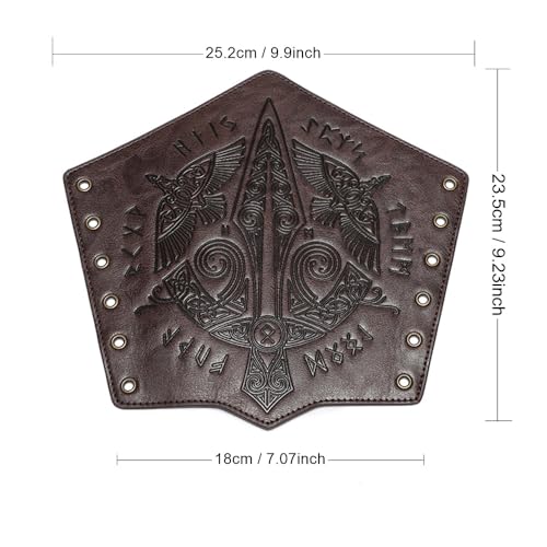 Medieval Leather Bracers Dragon Embossed Viking Leather Bracers Leather Arm Armer Cuff Leather Gauntlet Costumes Accessories - style: Medieval Sward Pattern Leather Bracers-dark Brown