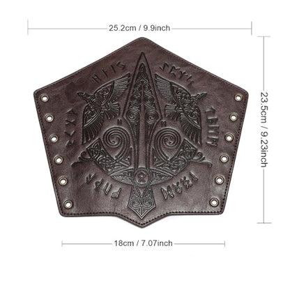 Medieval Leather Bracers Dragon Embossed Viking Leather Bracers Leather Arm Armer Cuff Leather Gauntlet Costumes Accessories - style: Medieval Sward Pattern Leather Bracers-dark Brown