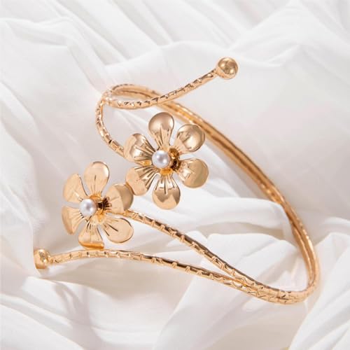 Harry and Henry Arm Cuff Gold Upper Arm Jewelry for Women Adjustable Open Cuff Bangle Bracelets Armband Jewelry Summer Outfits for Women 2026 - color: E5:Arm Cuff Flower