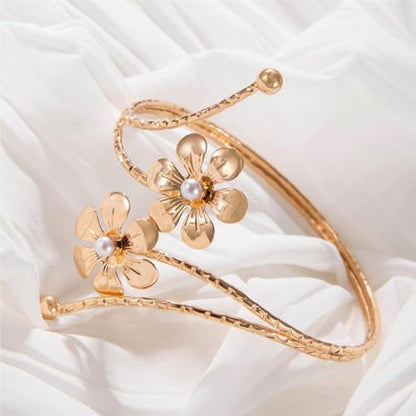 Harry and Henry Arm Cuff Gold Upper Arm Jewelry for Women Adjustable Open Cuff Bangle Bracelets Armband Jewelry Summer Outfits for Women 2026 - color: E5:Arm Cuff Flower