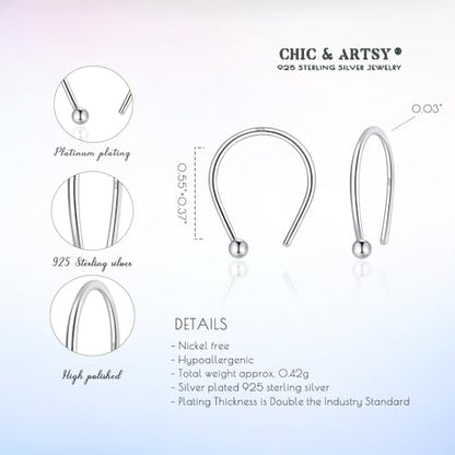 CHIC & ARTSY Half Hoop Earrings 925 Sterling Silver Huggie Earrings for Women Hypoallergenic Sterling Silver Small Huggie Hoop Earrings for Women - color: #4 half hoop