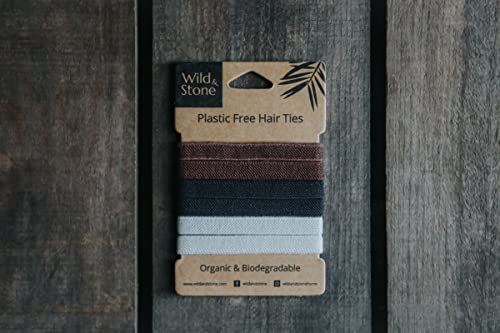 Wild & Stone | Pack of 6 Hair Bands | 100% Biodegradable and Plastic-Free Elastic Hair Ties | 100% Organic Cotton and Natural Plant-Based Rubber | No Crease Ponytail Holder (Natural) - color: Natural