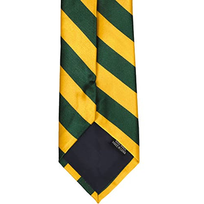 tiemart Men's Striped Tie Standard Length - color: Hunter Green and Golden Yellow