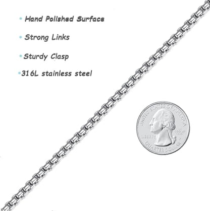 FOSIR Mens Chain Necklaces, Stainless Steel Rolo Chain Necklace for Men and Women, Silver Tone Box Chains for Men, Wide 2/3/4/5mm - size: 18.0 Inch long, style: 5mm-stainless steel