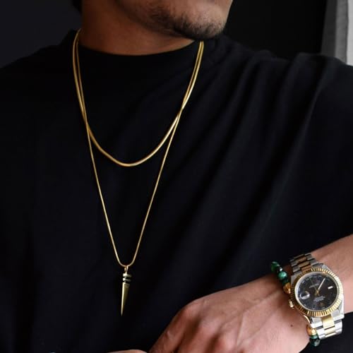 HZMAN Snake Chain Necklace for Men Women Thin Stainless Steel Chain Necklace Hip Hop Men's Choker Necklace 16"-30" Jewelry Gift - color: 0.9mm-Gold, size: 18.0In