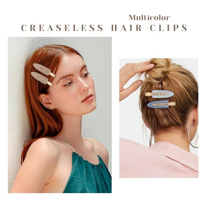 10 Pcs Creaseless No Crease No Bend Flat Hair Clips For Styling Non Slip Makeup Clips For Women Salon Hairstyle,Bright Black Blue - color: Bright Black Blue