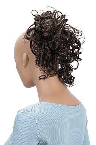 CAISHA Jumbo Hairpiece Scrunchy Updo Voluminous Curly Messy Bun Brunette With Highlights G19L - color: brunette with highlights #32AH12 G19L