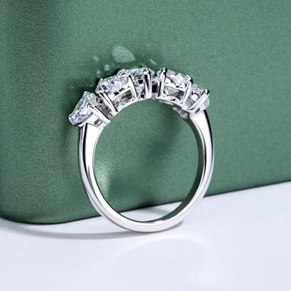 Moissanite Eternity Rings, S925 Sterling Silver Anniversary Band for Women - style: 2.5 CT Heart-Shaped