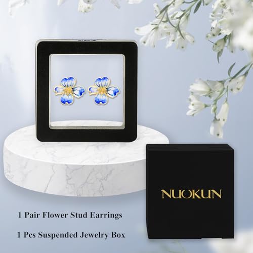 Clip on Earrings Women, 14K Gold Plated Earrings for Sensitive Ears, Fashion Women's Earrings Jewelry Birthday Gift for Wife Grandma Daughter Girls on Christmas Thanksgiving - color: Gold Blue Earrings