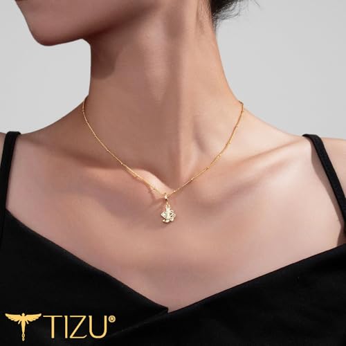 TIZU Initial Necklaces for Women - Dainty 14K Gold Plated Letter Pendant Trendy Personalized Initial A-Z Necklaces Jewelry Gift - color: Gold-J