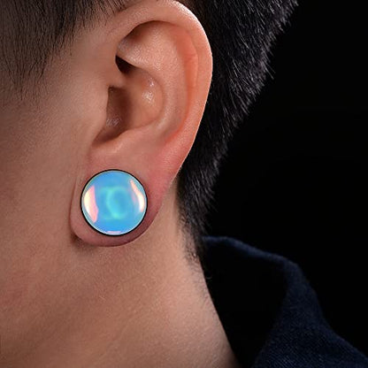 2 Pairs Stainless Steel Black Ear Gauges Retro-reflective Sheeting Tunnels and Plugs. - color: S8552B, size: 8 mm