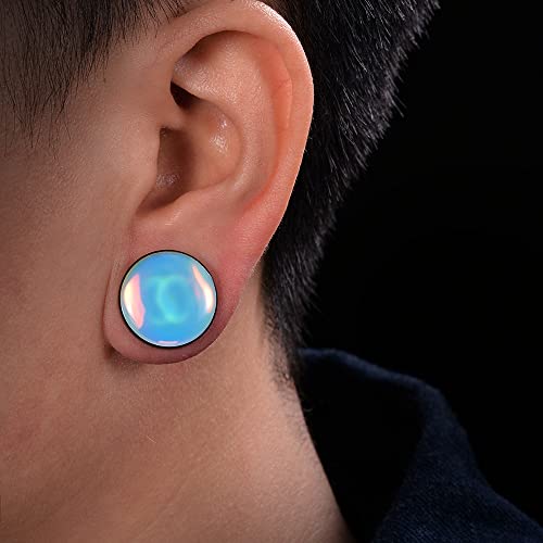 2 Pairs Stainless Steel Black Ear Gauges Retro-reflective Sheeting Tunnels and Plugs. - color: S8552B, size: 19 mm