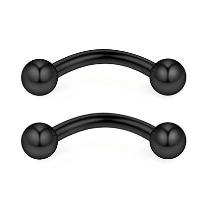 12PCS 12G Surgical Steel PA Eyebrow Ear Navel Belly Lip Ring Body Piercing Jewelry - style: 12mm w Balls